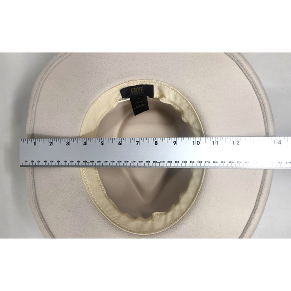 Frye Womens Sz 7 1/2 Cream Wide Brim Hat Adjustable Rim Western Rancher Cowgirl - Picture 10 of 10